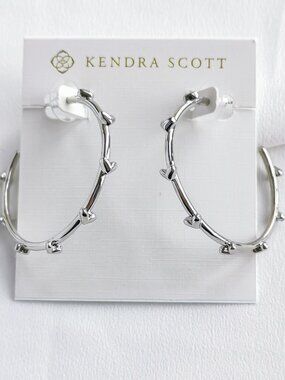Kendra Scott Haven Heart Silver Hoop Earrings | NEW